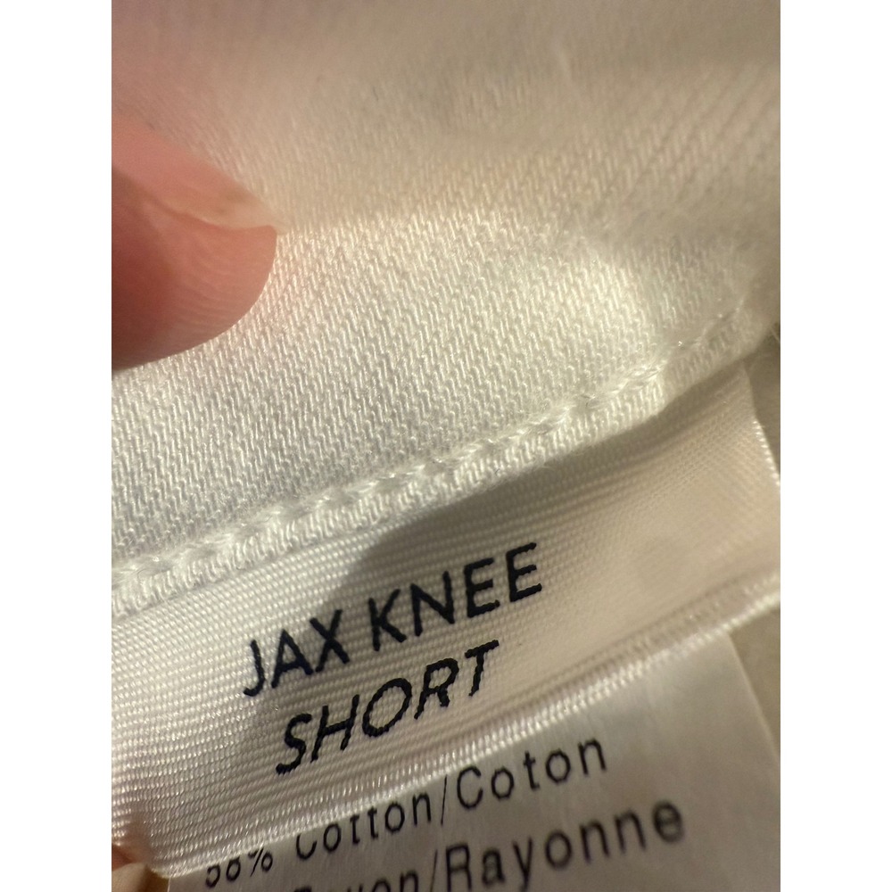 Paige Jax Knee Short White Denim Bermuda Shorts Womens 28 Stretch Cuffed Hem - Picture 6 of 9